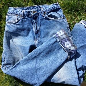 Flannel lined carhartt jeans